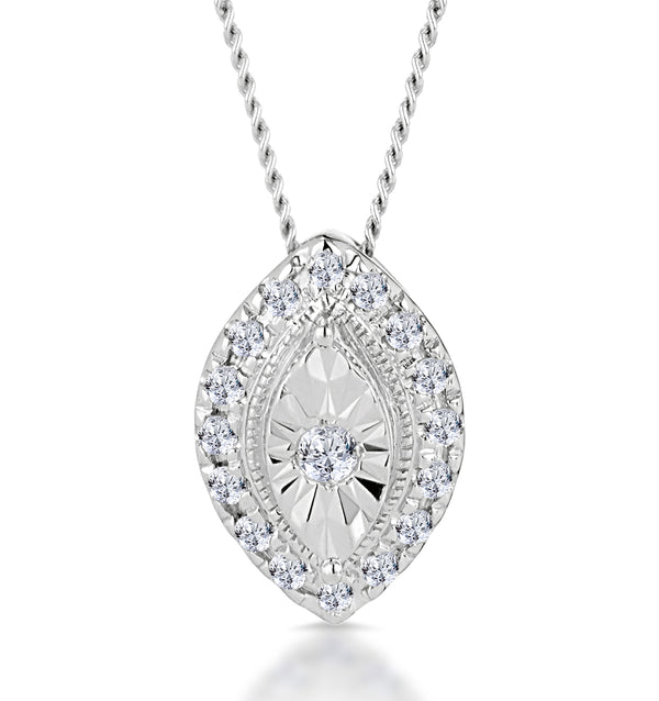 Masami Lab Diamond Marquise Halo Necklace 0.10ct Pave Set in 925 Sterling Silver